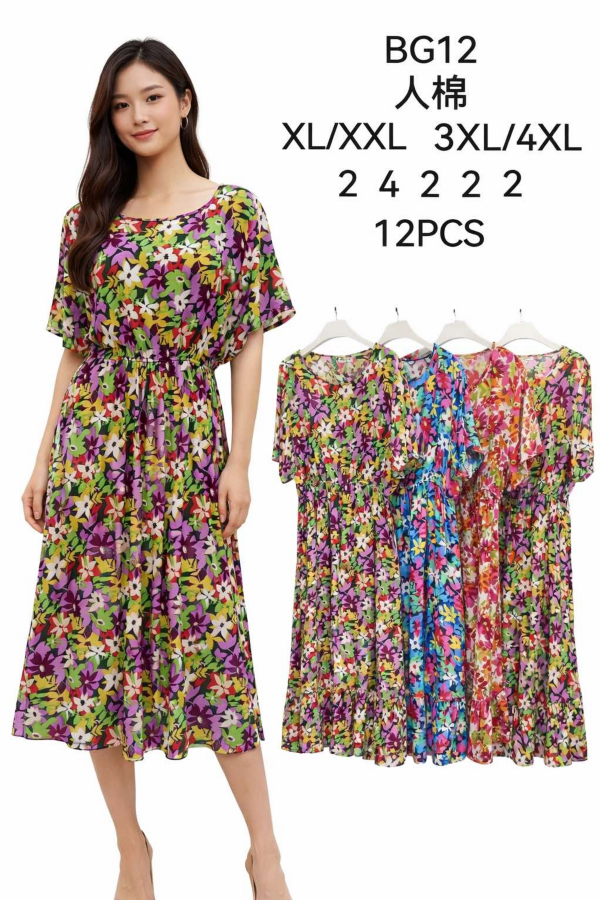 Sukienki damskie Roz M-2XL, Mix Kolor .Paczka 12 szt